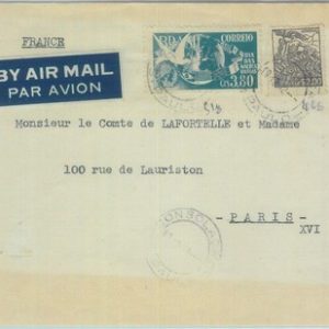 89582 - BRAZIL - POSTAL HISTORY:  AIRMAIL COVER to FRANCE 1952 Birds DOVES