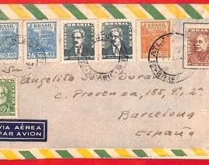aa3596 - BRAZIL - POSTAL HISTORY -  AIRMAIL  COVER to  SPAIN 1950's