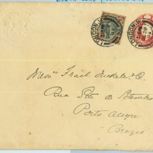 BK0843 - GB - POSTAL HISTORY -  Private  STATIONERY COVER  to BRAZIL! 1903