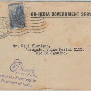 74846 - INDIA -  POSTAL HISTORY - India Goverment Service COVER to BRAZIL 1954