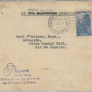 74845 - INDIA -  POSTAL HISTORY - India Goverment Service COVER to BRAZIL 1953