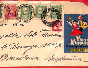 aa3599  - BRAZIL - POSTAL HISTORY -   COVER to  SPAIN 1950's