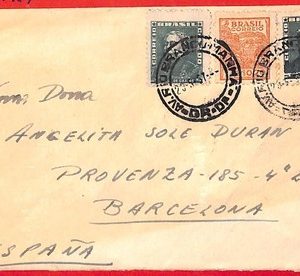 aa3587 - BRAZIL - POSTAL HISTORY -   COVER to  SPAIN 1957