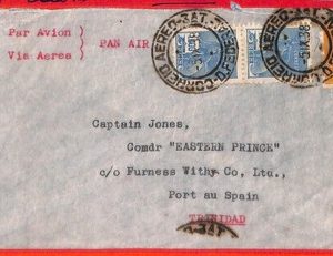 aa3591 - BRAZIL - POSTAL HISTORY -  Pan Air  AIRMAIL COVER to TRINIDAD 1938