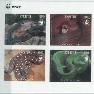 M1985 - RUSSIAN STATE, IMPERF SHEET: WWF, Snakes, Reptiles