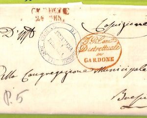 ab3459  - REGNO - Storia Postale - BUSTA prefilatelica  - Brescia Gardone - 1847