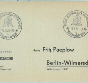 68173 - GERMANY - POSTAL HISTORY - CARD - 16.8.1936 Olympic postmark: BERLIN e