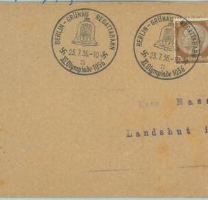 68148 - GERMANY - POSTAL  HISTORY - 23.7.1936 Olympic postmark: GRUNAU REGATTA m