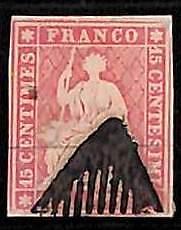 94986dB - SWITZERLAND - STAMP - ZM  # 24D Blue Thread  - Very  Fine USED - LUX