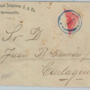 79231 - COLOMBIA - Postal History -  Scott # 57 BISECTED on COVER FRONT