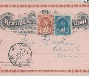 82863  - ECUADOR - Postal History -  STATIONERY CARD added franking to GERMANY