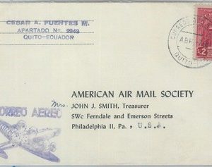 81624 - ECUADOR  - POSTAL HISTORY -   AIRMAIL COVER  to  USA  1958