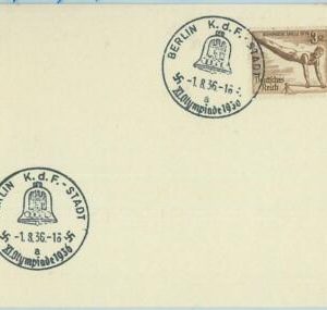 68159 - GERMANY - POSTAL HISTORY - CARD  - 1.8.1936 Olympic postmark: BERLIN a