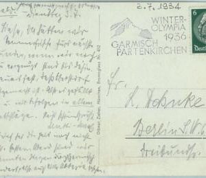 68240 - GERMANY - POSTAL HISTORY - CARD: 2.7.1936 Olympic postmark: GARMISCH
