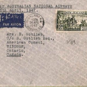 ac6685 - NEW ZEALAND - POSTAL HISTORY - First Flight COVER to CANADA 1947 Mu#174
