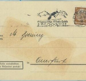 68231 - GERMANY - POSTAL HISTORY - CARD: 22.2.1936 Olympic postmark: Halle