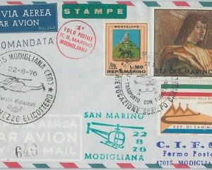 72187 - SAN MARINO - Postal History - SPECIAL FLIGHT Cover  - HELICOPTER  1976