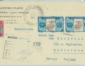 86025 - GUATEMALA - POSTAL HISTORY - COVER to NETHERLANDS 1937 - BIRDS maps UPU