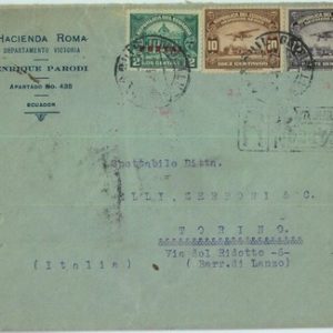 95517 -  ECUADOR - POSTAL HISTORY -  Registered  COVER to TORINO, Italy  1929