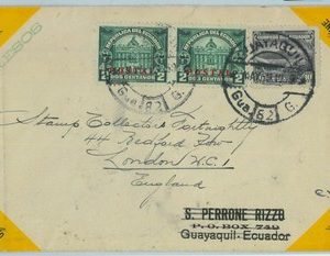 95522 - ECUADOR - POSTAL HISTORY - Overprinted stamps on COVER to ENGLAND 1930