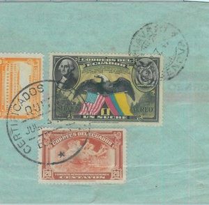 86014 - ECUADOR - Postal History - Airmail COVER to ITALY 1947 BIRDS eagles FLAG