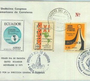 86016 - ECUADOR - Postal History -  FDC  COVER  1971 maps ROADS auto