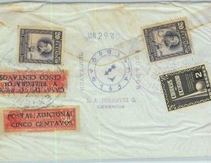 95543 - ECUADOR - POSTAL HISTORY - TOBACCO Revenue stamps on COVER  1940