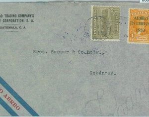 86043 - GUATEMALA - POSTAL HISTORY - Overprinted stamps INTERNAL AIRMAIL COVER