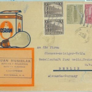 86041 - GUATEMALA - POSTAL HISTORY - ADVERTISING COVER to GERMANY 1932 Lighting