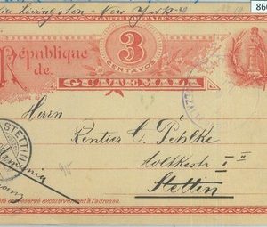 86035 - GUATEMALA - POSTAL HISTORY -  STATIONERY CARD to STETTIN Poland 1893