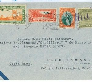 99857 - GUATEMALA - POSTAL HISTORY - AIRMAIL COVER to COSTA RICA 1939 Birds