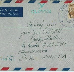 95529 -  ECUADOR - POSTAL HISTORY - Airmail COVER to CZECHOSLOVAKIA 1948 Clipper