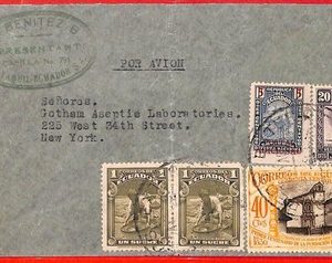 aa3648 - ECUADOR - POSTAL HISTORY - AIRMAIL COVER to USA 1950's - GOLD
