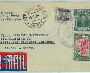 95534 - ECUADOR - POSTAL HISTORY - Airmail COVER to ITALY 1950 Northwest Airline