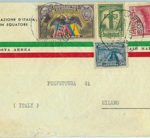 95537 - ECUADOR - POSTAL HISTORY - Airmail COVER to ITALY 1941 Eagles FLAGS