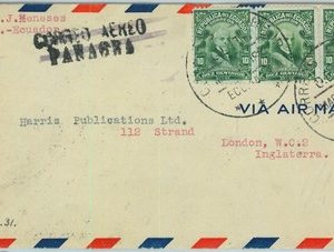 95540 - ECUADOR - POSTAL HISTORY - Nice MULTIPLE franking COVER to ENGLAND 1931