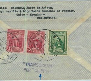 95552 -  ECUADOR - POSTAL HISTORY - Airmail COVER to ITALY 1947  - Clipper