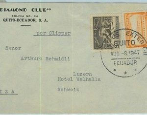 95553  - ECUADOR - POSTAL HISTORY - COVER to SWITZERLAND via CLIPPER 1947 Boxing