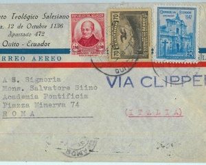 95554 -  ECUADOR - POSTAL HISTORY - Airmail COVER to ITALY 1951  - Clipper