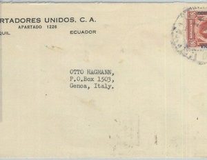81616 - ECUADOR  - POSTAL HISTORY -   Overprinted stamp on COVER  to ITALY 1950