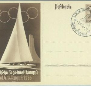 68131  - GERMANY -  POSTAL STATIONERY CARD - 1936 Olympic postmark: BERLIN g