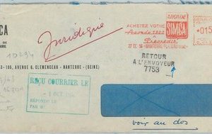 79259 - FRANCE - Postal History - MECHANICAL red POSTMARK on COVER - AUTO 1956