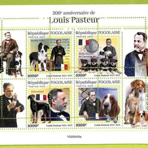B1164 - TOGO  - ERROR MISPERF Stamp Sheet - 2022 - Louis Pasteur MEDICINE Dogs