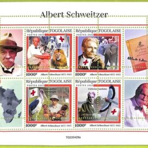 B1161 - TOGO  - ERROR MISPERF Stamp Sheet - 2022 -  Albert Schweitzer RED CROSS