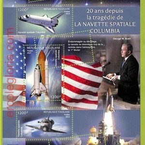 B1149 - TOGO  - ERROR MISPERF Stamp Sheet - 2023 - Space shuttle Columbia