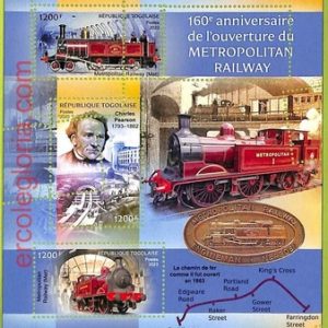 B1148 - TOGO  - ERROR MISPERF Stamp Sheet - 2023 TRAINS,Metropolitan Railway