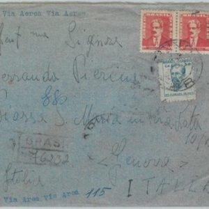 81462 - BRAZIL - POSTAL HISTORY -  REGISTERED  COVER to ITALY  1954