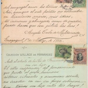 BK0056 - ECUADOR - Postal History -   2 cards signed by CARBO MALDONADO 1906