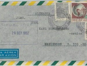 74399 - BRAZIL - POSTAL HISTORY -  AIRMAIL COVER to GERMANY 1952  maps Medicine