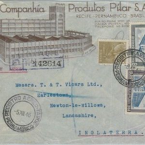 74409 - BRAZIL - POSTAL HISTORY - ADVERTISING COVER registered to UK - 1946